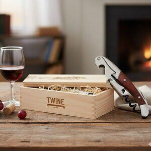 NEW ! !  Twine Wood Handle Double Hinged Corkscrew, Stainless Steel Wine Cutter